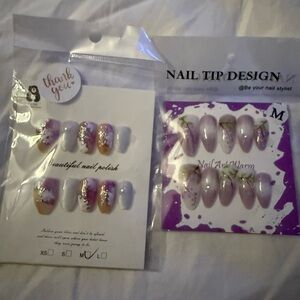 Purple and Gold Nail Tip Set